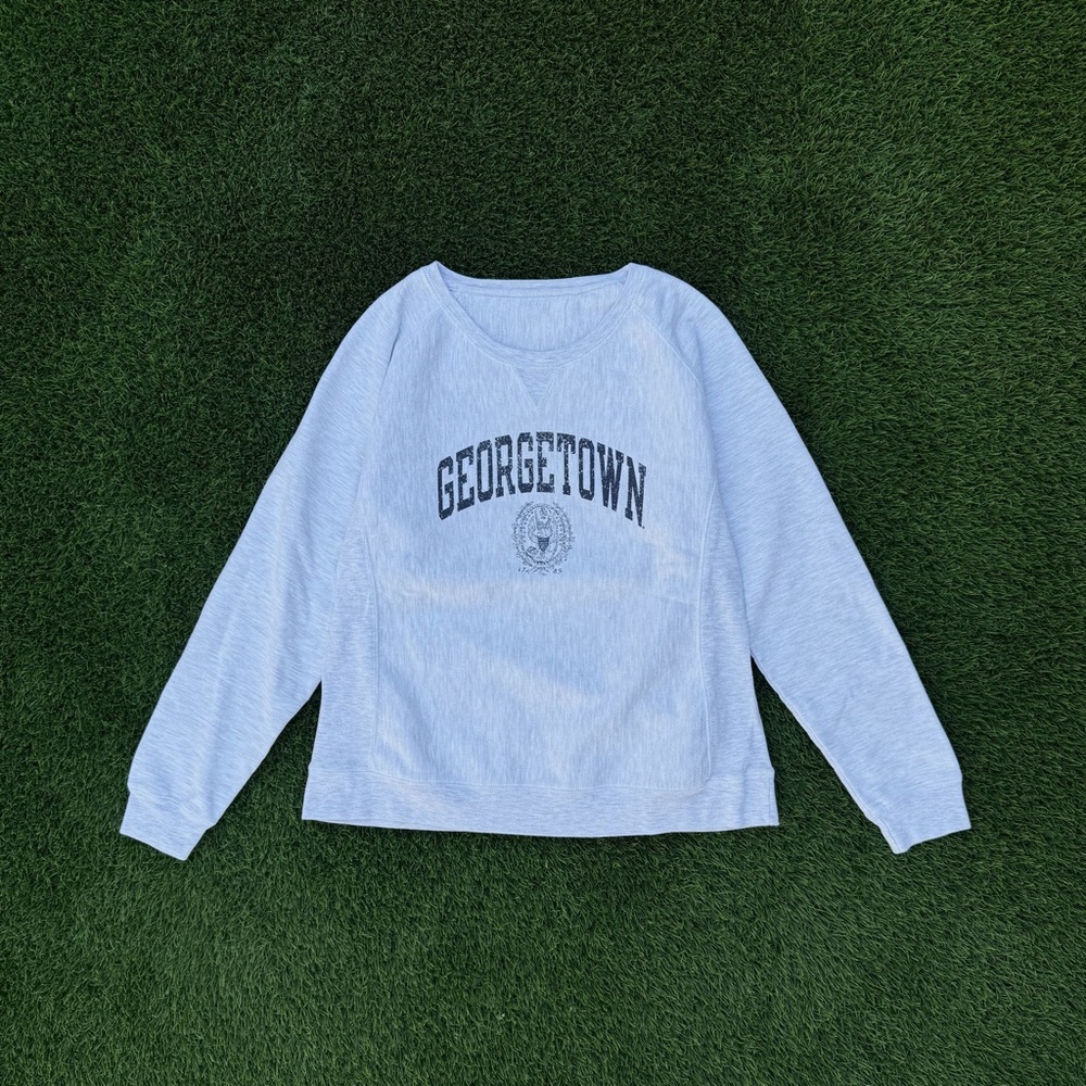 Champion Georgetown University Women's Sweatshirt Pullover Grey/Navy Size L/M